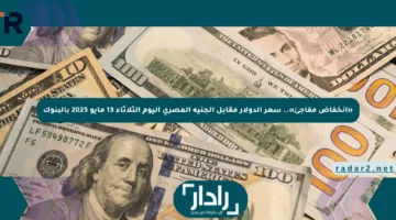 «انخفاض مفاجئ».. سعر الدولار مقابل الجنيه المصري اليوم الثلاثاء 13 مايو 2025 بالبنوك